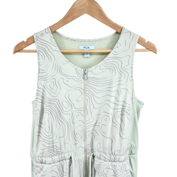 FLX NWOT Woven Tank Dress with Built In Shorts Medium Activewear Sage Topography - Picture 4 of 16